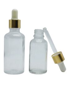 Custom 1oz 10ml 30ml 50ml 100ml Luxury clear Oil Glass Round Cosmetic Dropper Bottle 2 oz 60ml