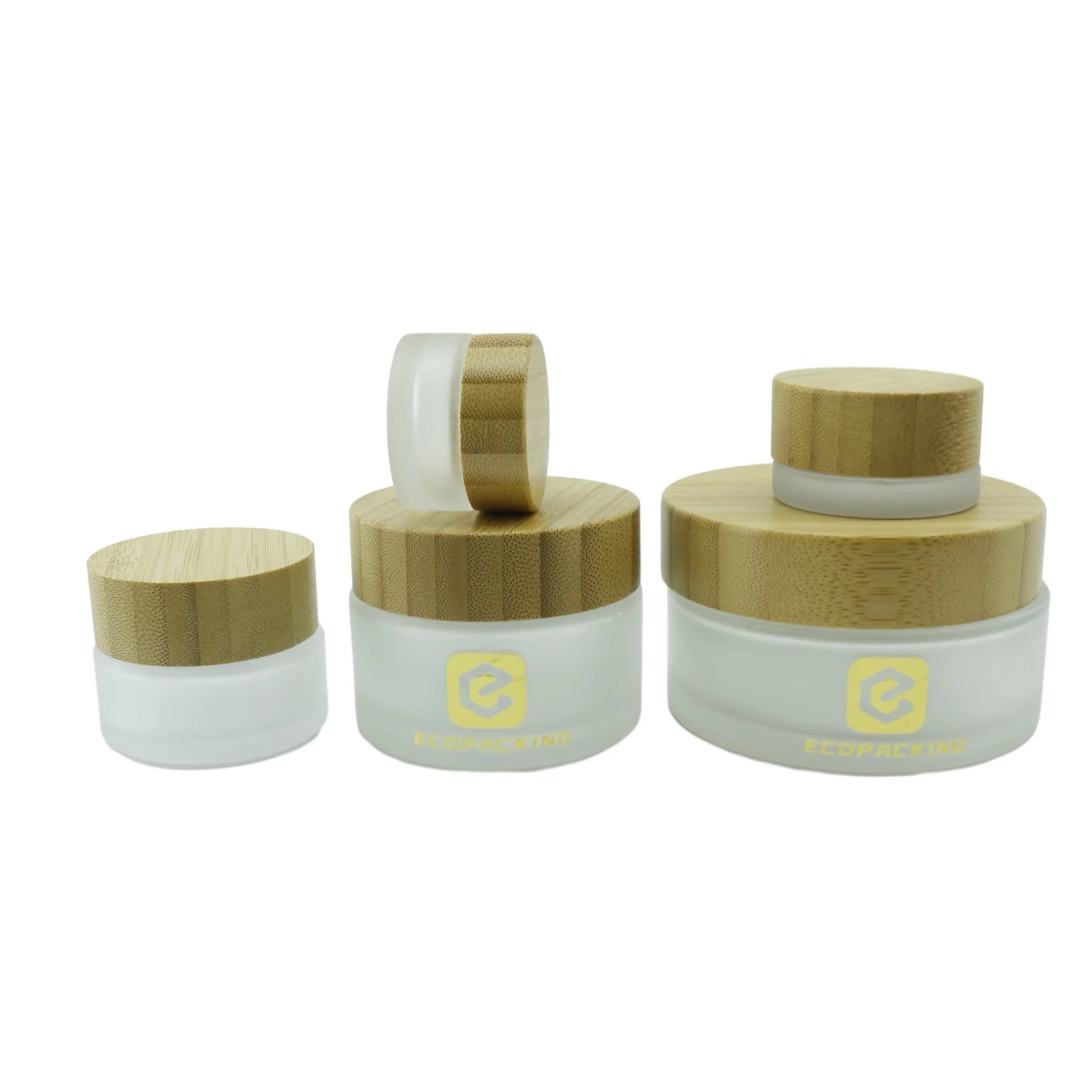 Cosmetic Frosted Glass Jars 5g-100g Bamboo Wooden Lid for Skin Care Eye Cream Body Butter Face Masks Personalized Engraved Logo - 图片 7