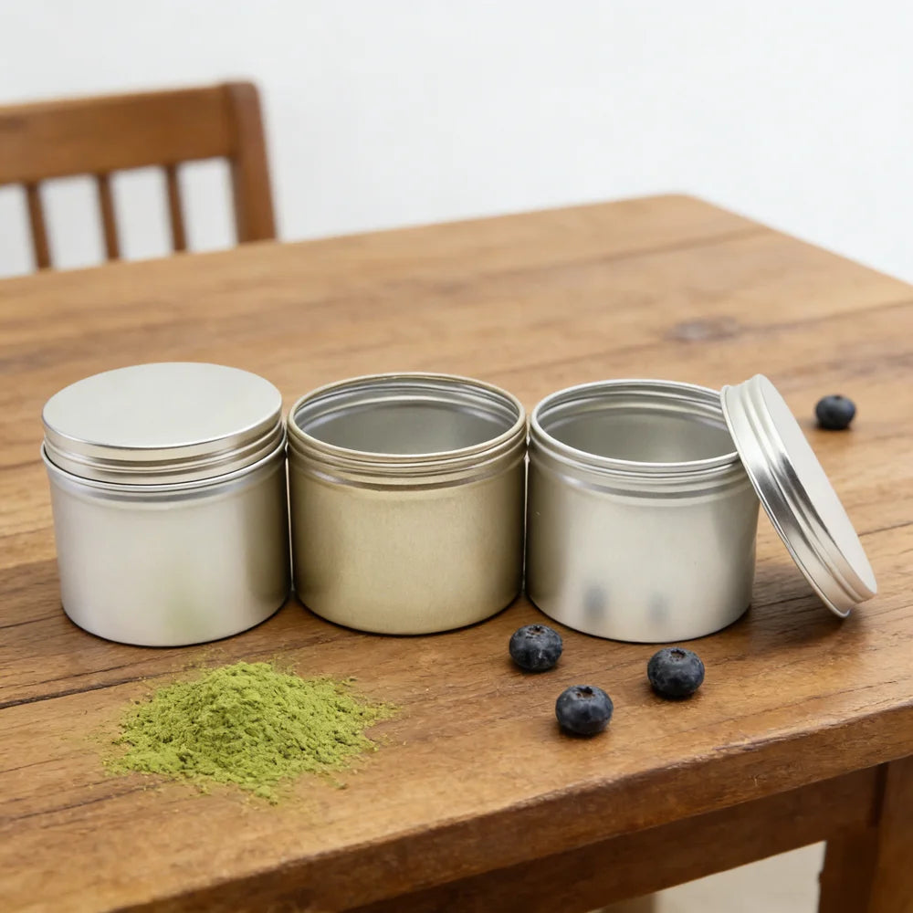 Metal Aluminum Tin Can Jar case 100g 100ml Matcha Powder Coffee Container for Tin Cosmetic Food Packaging - 图片 2
