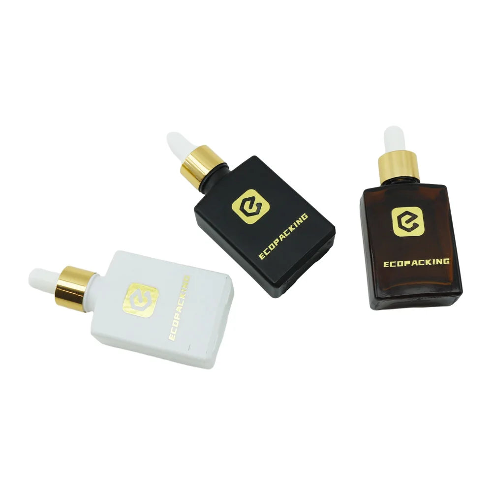 30ml Square Amber Glass Essential Oil Rectangle Glass Bottle Cosmetic Packaging Glass Bottle with Dropper for Cosmetic - 图片 5