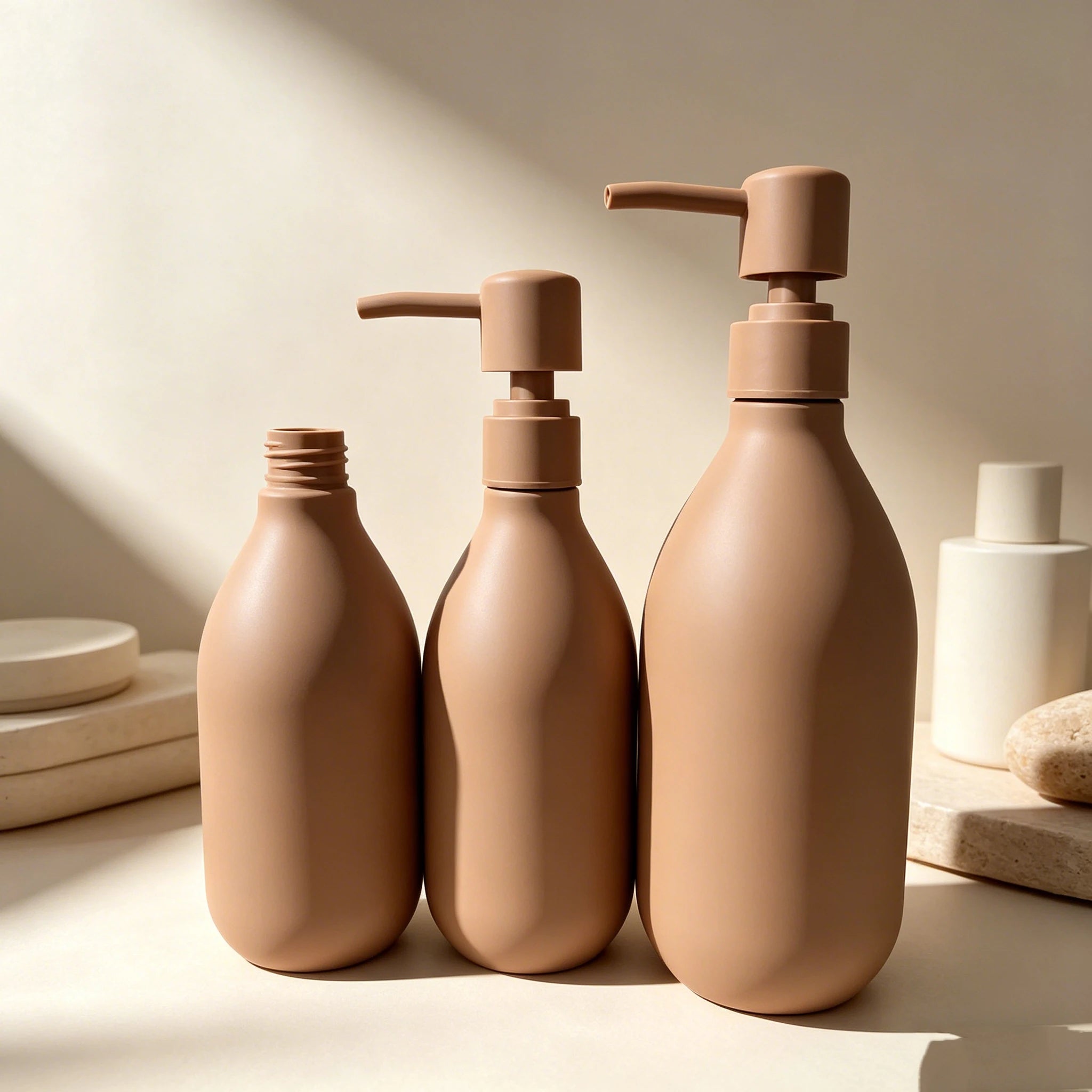 Luxury Eco-Friendly Custom PET Plastic Body Wash Shampoo and Conditioner Bottle with Lotion Pump for Cosmetic Packaging