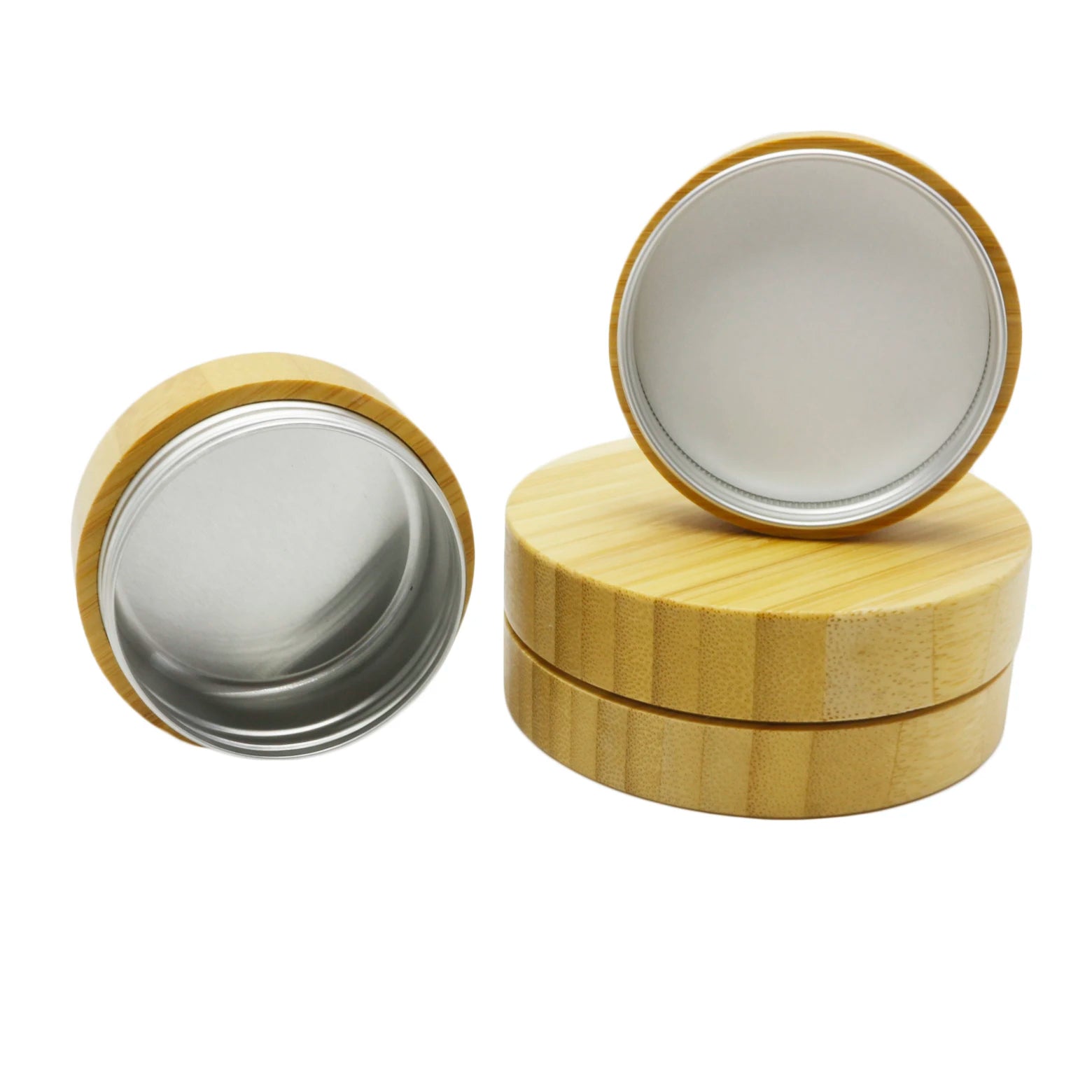 Wholesale 5g 10g 15g 20g 30g 50g 100g 150g 200g Aluminum Bamboo Jar Bamboo Cosmetic Packaging Metal Tin Can C888 - 图片 3