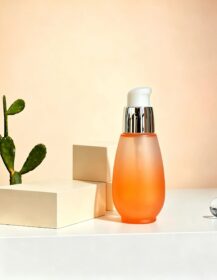 Wholesale 30ml Empty Glass Pump Bottles Custom Color Empty Cosmetic Lotion Dispenser Vials