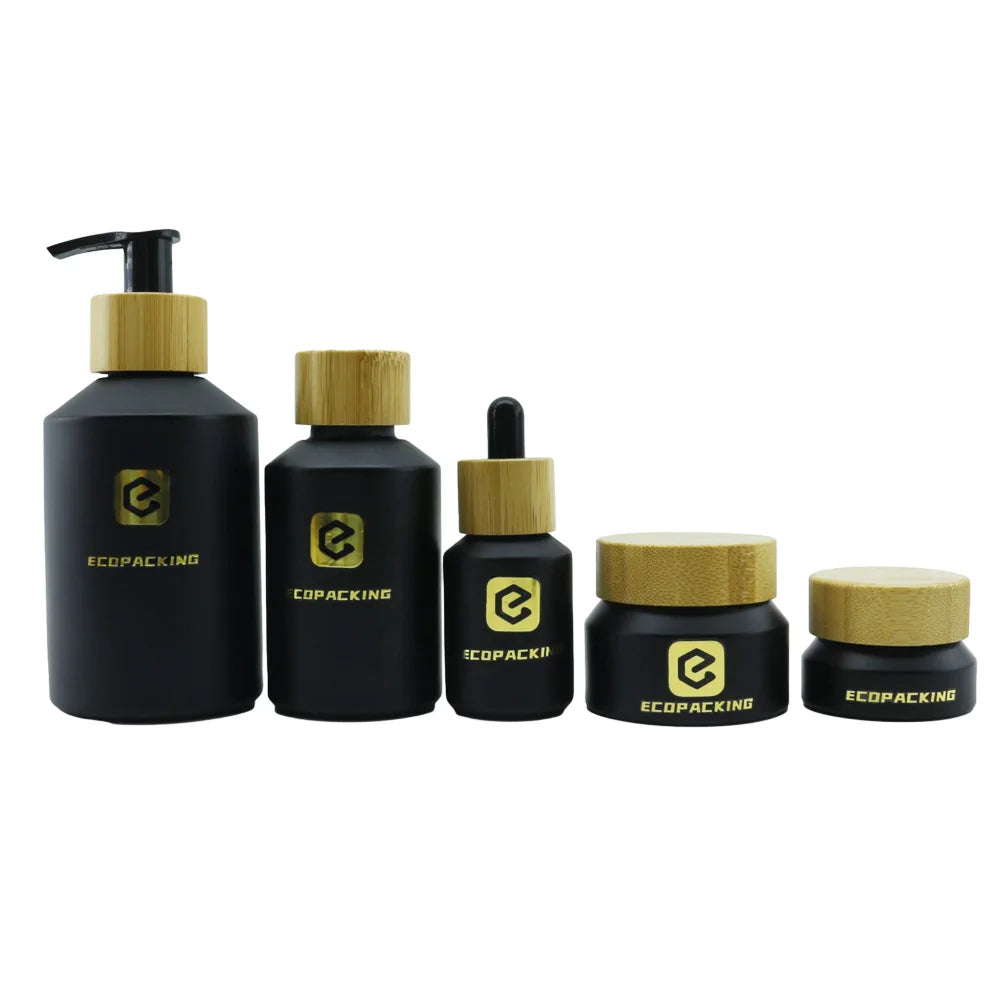 Wholesale Customized Black Frosted Essential Oil Glass Bottle Packaging Serum Lotion Bottle 30ml Skin Cream Glass Cosmetic Jars - 图片 6
