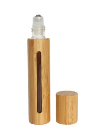 10ml Glass Inner Bamboo Essential Oil Perfume Roll on Bottle With Steel Roller and Window