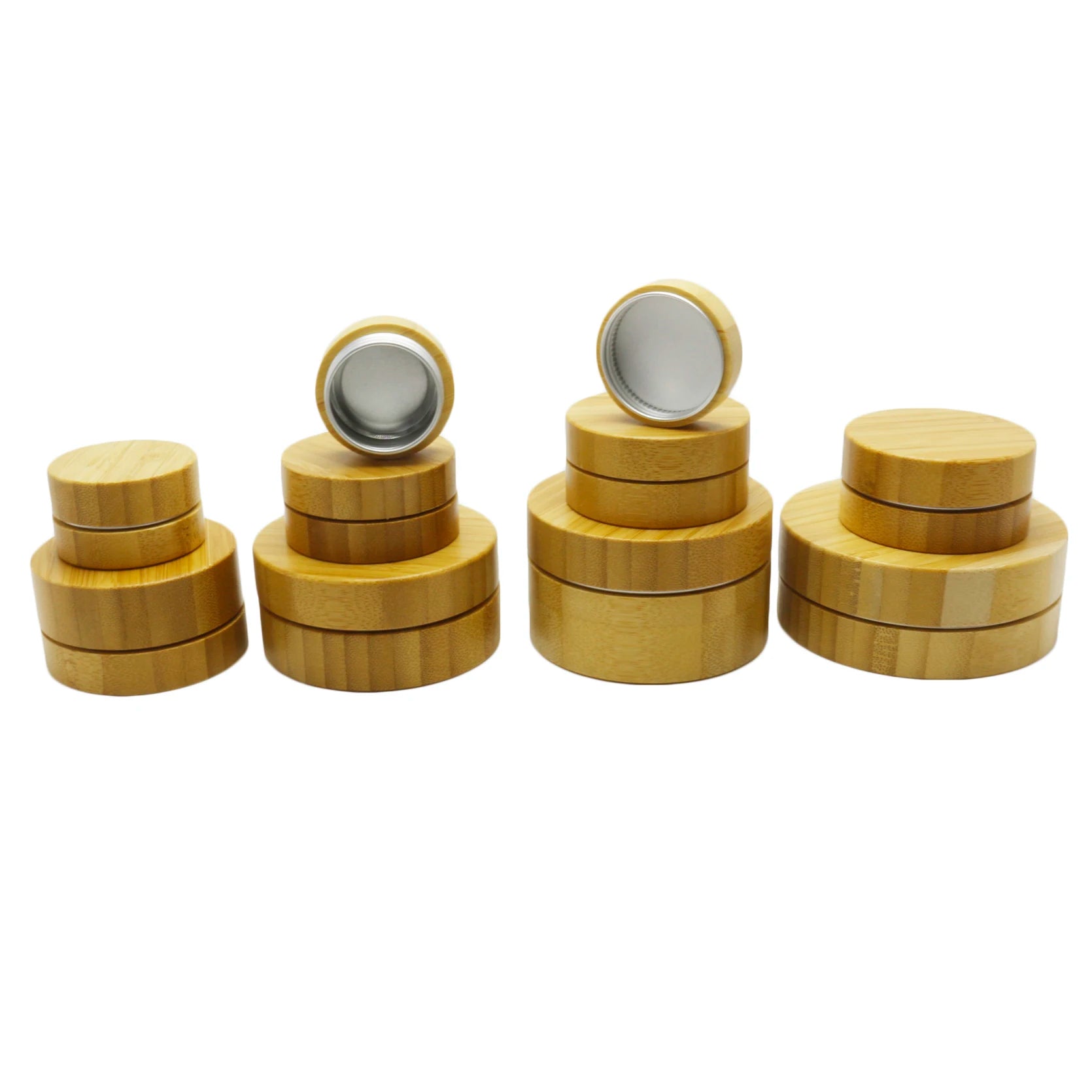 Wholesale 5g 10g 15g 20g 30g 50g 100g 150g 200g Aluminum Bamboo Jar Bamboo Cosmetic Packaging Metal Tin Can C888 - 图片 2