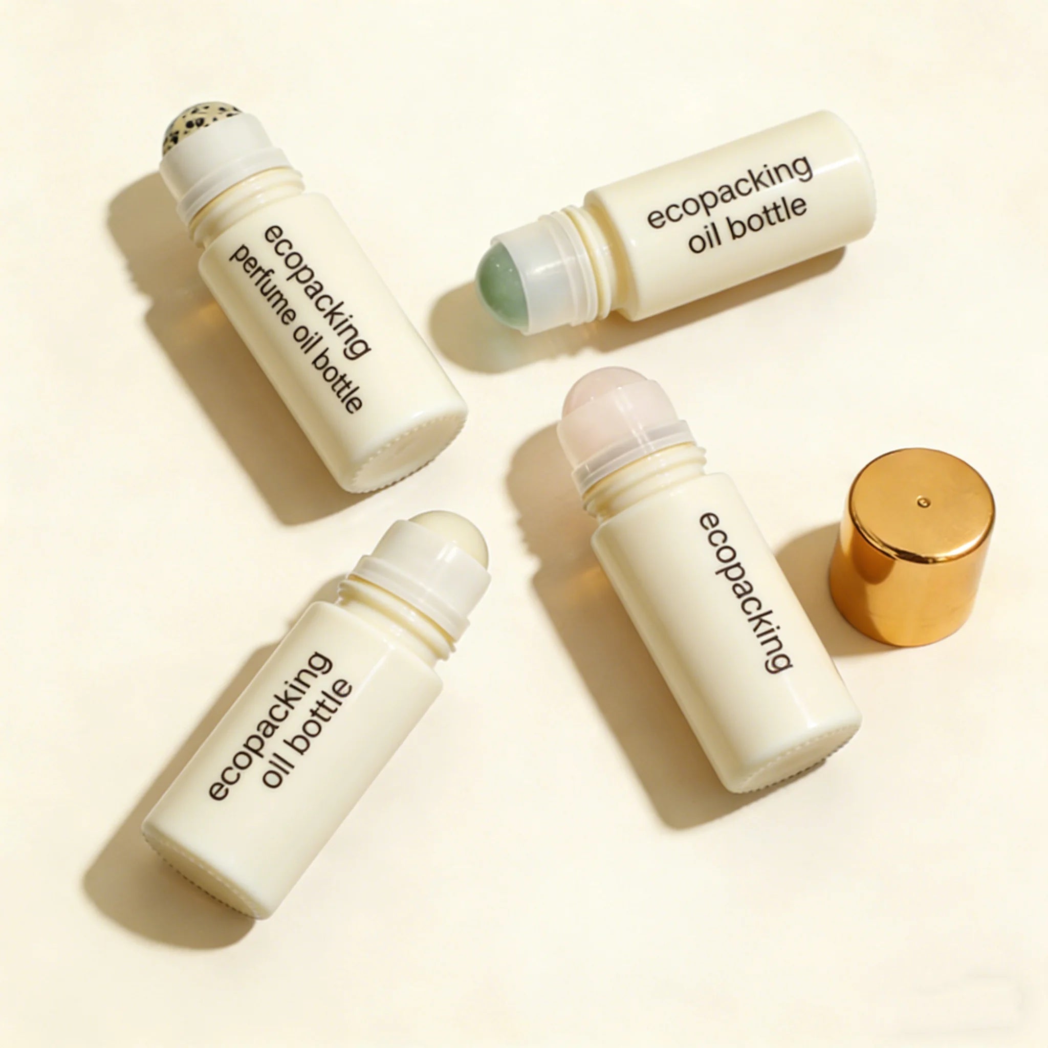 50ml Empty Glass Bottle Clear Amber Essential Oil Bottle Rose Quartz Gemstone Roller Ball Bottle - 图片 6