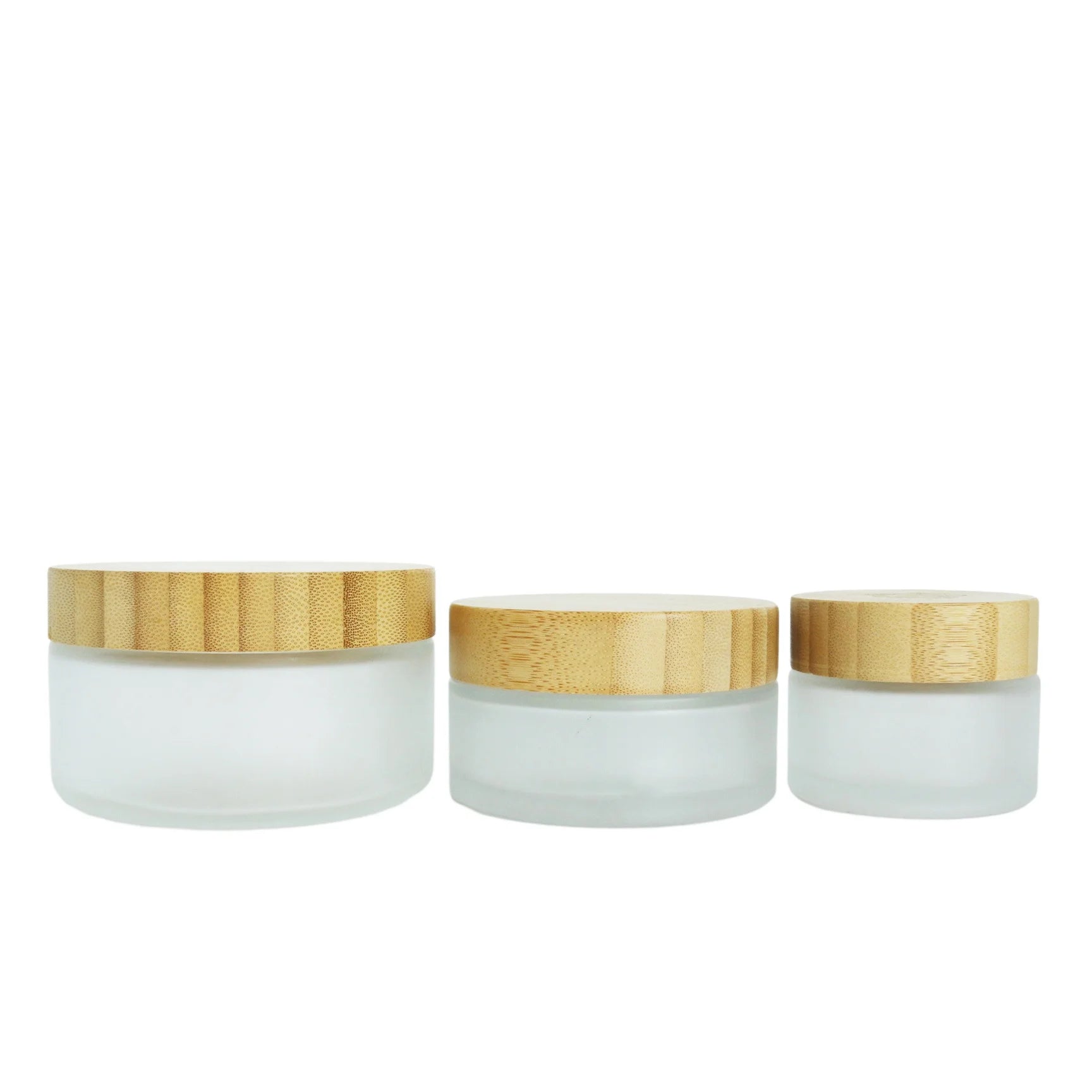 5g 10g 15g 30g 50g 100g 200g Empty Cosmetic Cream Frosted clear Glass Jar with Bamboo Lid for Skin Care Beard Balm Lip Stick - 图片 3