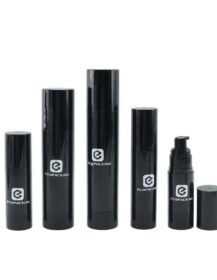 Luxury 15ml 30ml 50ml Black Airless Pump Bottle Customized Face Serum Skin Care Packaging