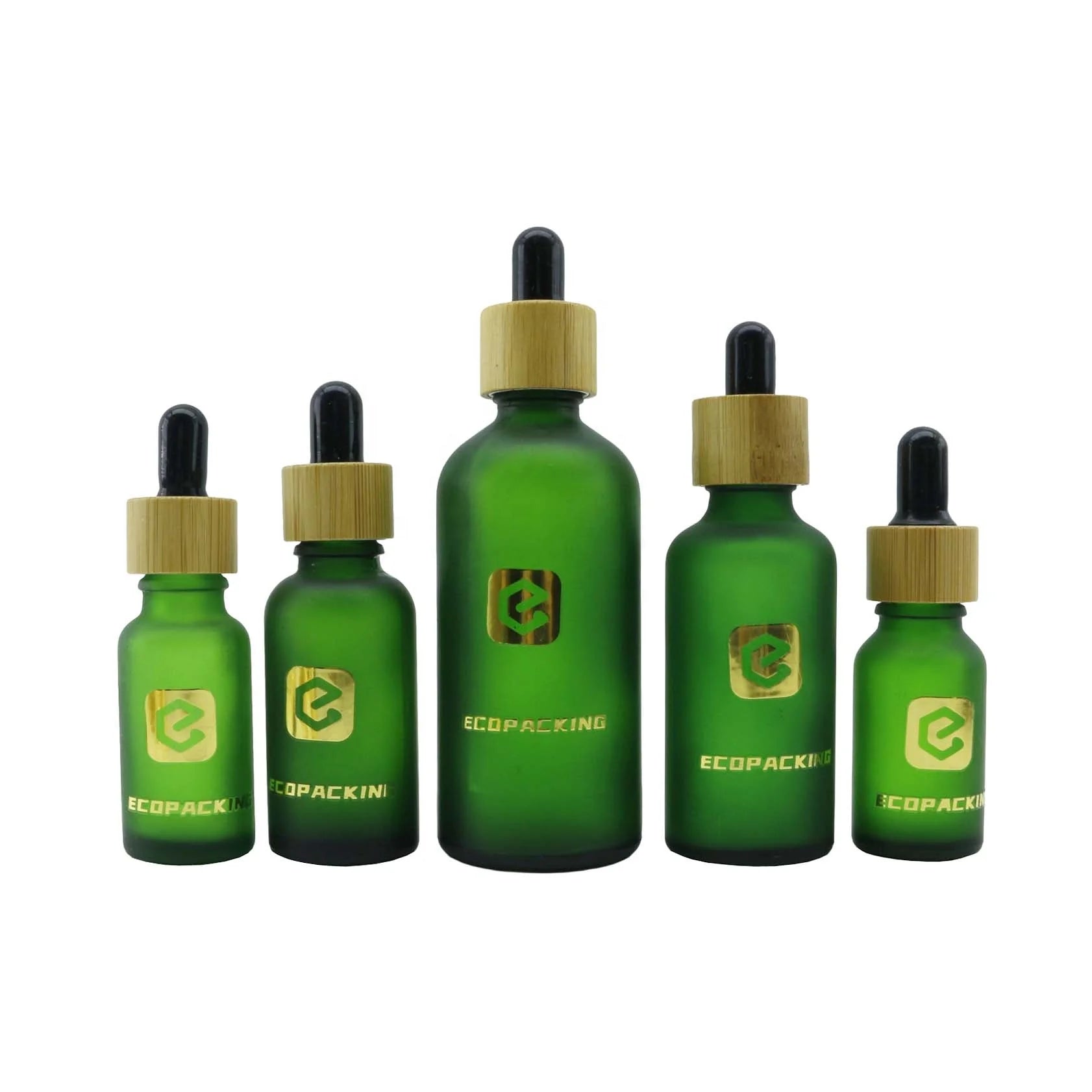 Cosmetic Oil Bottle Packaging 5ml 10ml 15ml 20ml 30ml 50ml 100ml Frosted Green Glass Dropper Bottle C888 - 图片 2