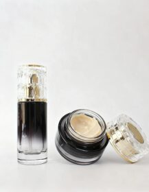 Cosmetic Glass Packaging Sets 30g 50g Cream Jar 20ml 30ml 50ml 100ml 120ml Gradient Black Lotion Bottle