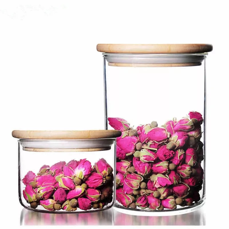High Borosilicate Heat Resistant Airtight Food Spice Glass Storage Jar Container with Bamboo Lid R888 - 图片 3