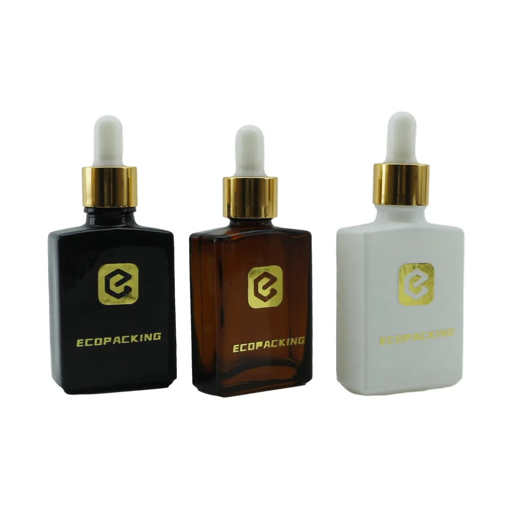 30ml Square Amber Glass Essential Oil Rectangle Glass Bottle Cosmetic Packaging Glass Bottle with Dropper for Cosmetic - 图片 4
