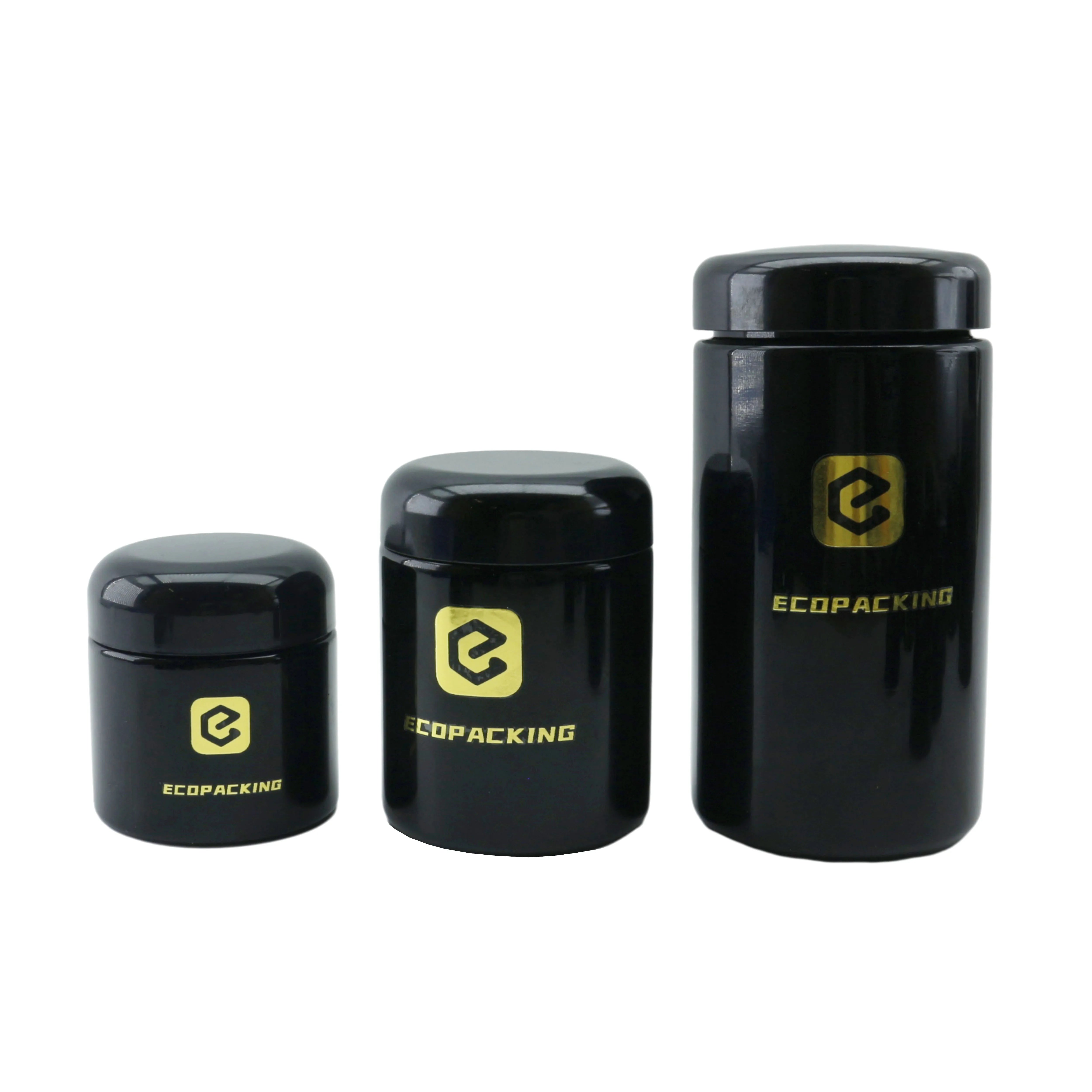 In Stock 100g UV Dark Violet Cosmetic Cream Glass Jar with Black Lid - 图片 6