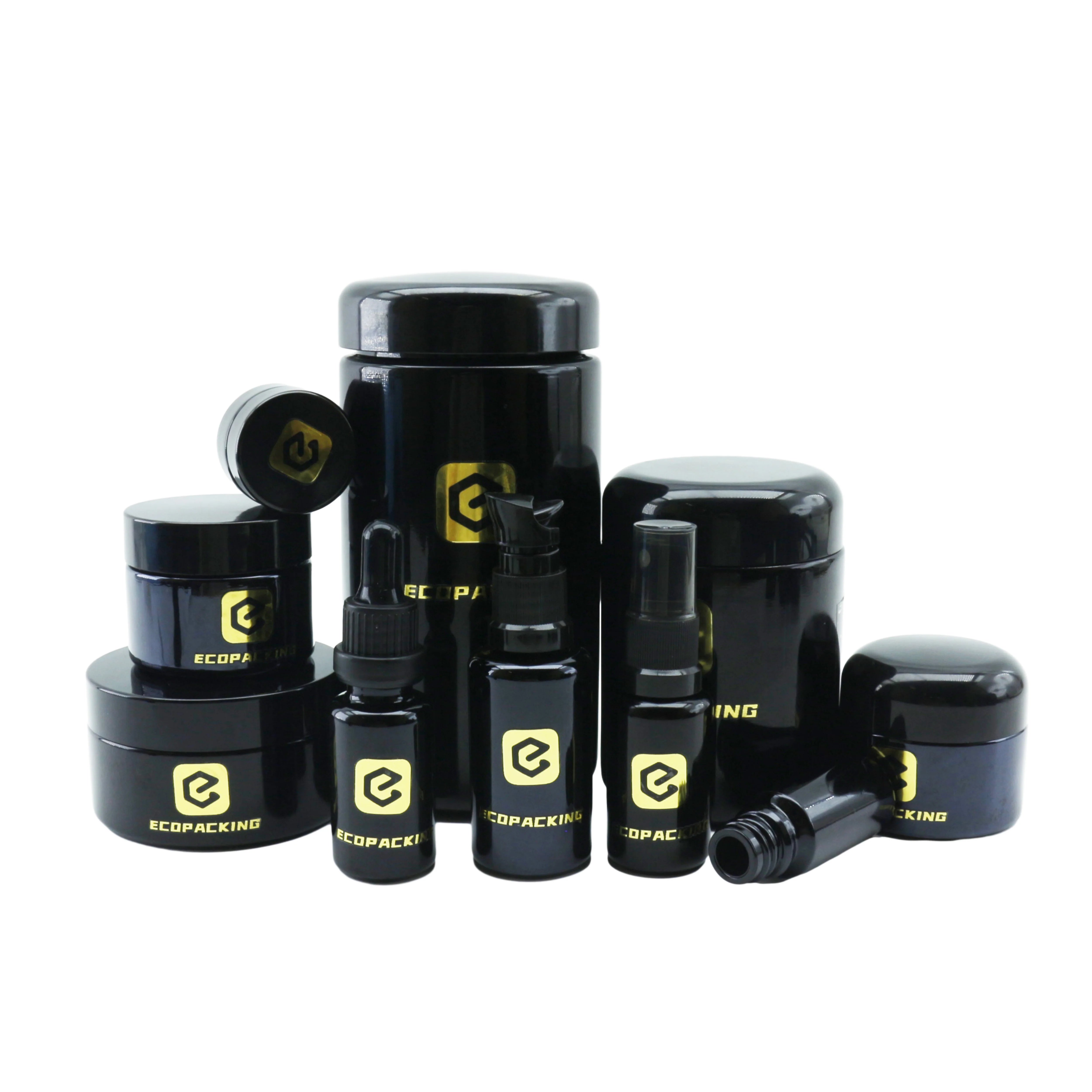 Super Cheap 5g 15g 20g 30g 50g 100g 200g 250g 500g 1000g UV Black Dark Violet Glass Jar with Lid B888 - 图片 3