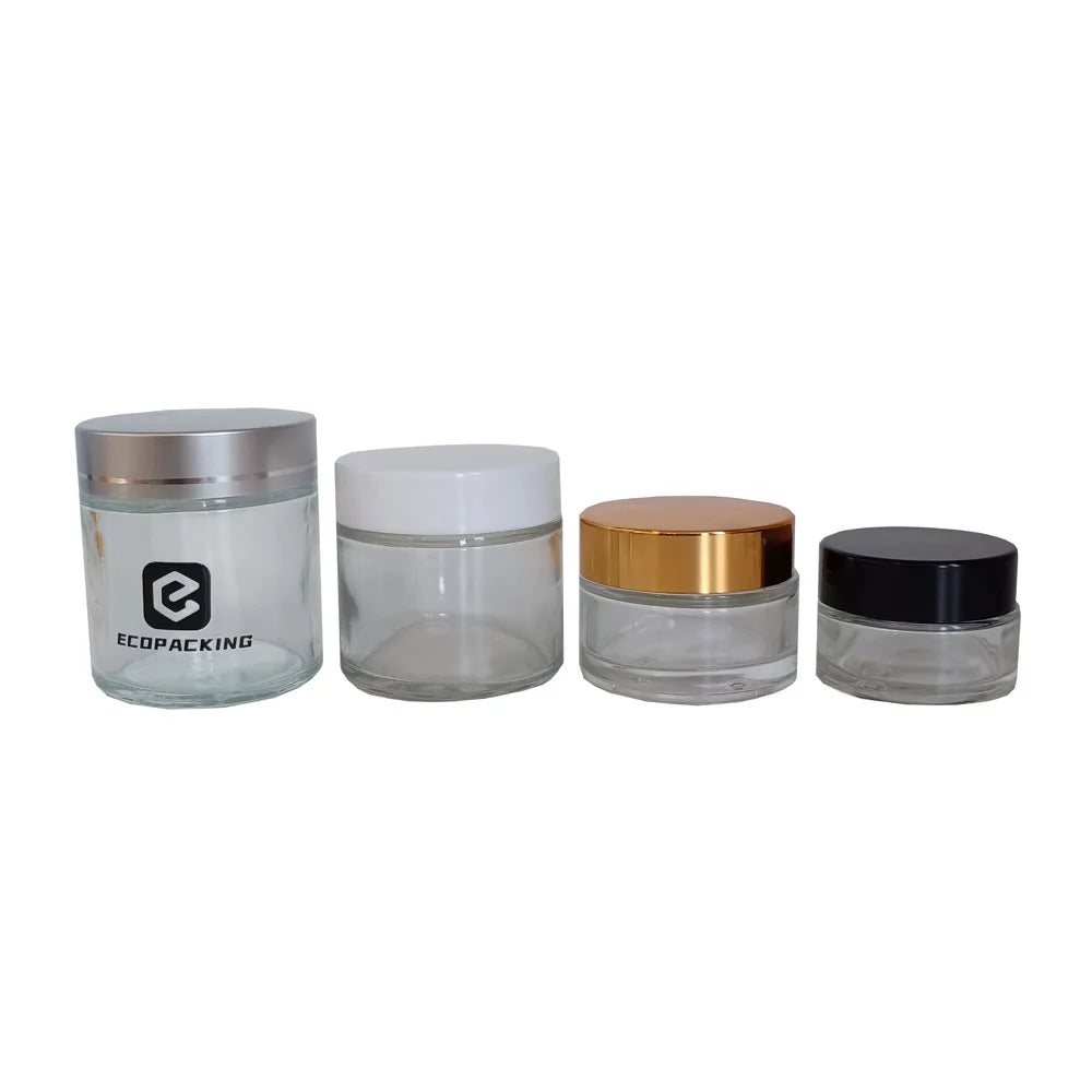 Wide Mouth Clear Cosmetic Glass Jars Transparent Mini 5ml 10ml 15ml 30ml 50ml 100ml Glass Eye Face Cream Jar with Gold Lid - 图片 7