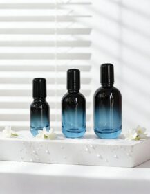 Wholesale 10ml 30ml 50ml Empty Glass Roller Bottles Blue Black Gradient Roll on Vials for Skincare Serum Essential Oil