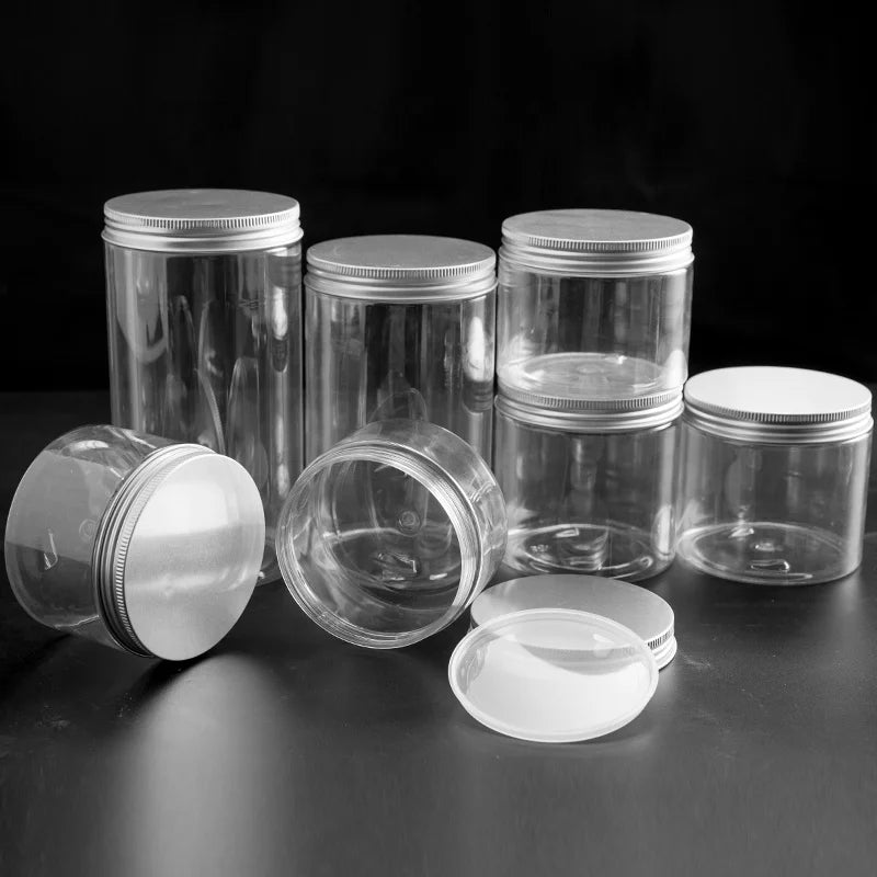 Transparent Container 100ml 120ml 150ml 200ml 250ml 300ml Plastic Food Jar with Aluminum Screw Lid