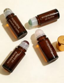 30ml Empty Roll on Glass Bottle 50ml Deodorant Bottles Empty Refillable Gemstone Roller Ball Bottle for Essential Oils Eye Cream