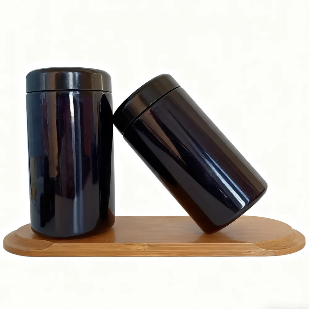 Wide Mouth 32 oz 16 oz 8 oz Black UV Violet Food Glass Jars with Lids - 图片 3