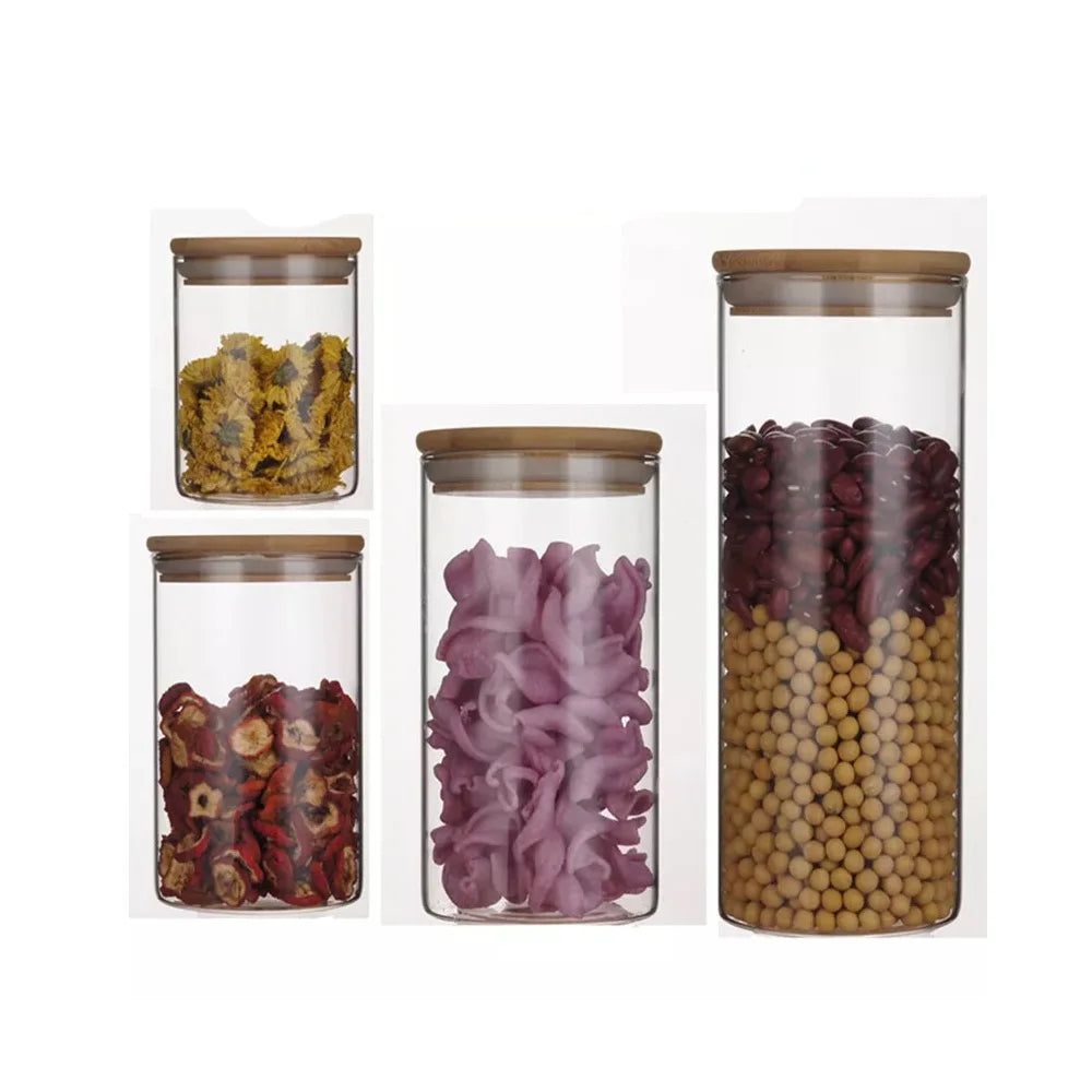 Recycled Mini Small Transparent Clear Borosilicate Empty Round Glass Candle Container Jars with Bamboo Wooden Lid - 图片 5