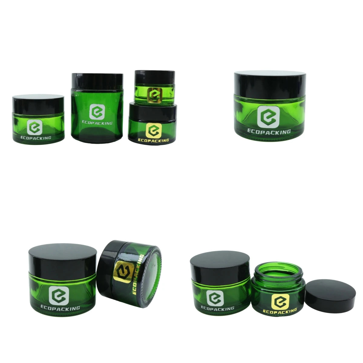 Eco Green Glass Round Cream Jar with Screw Cap for Skincare Mascara & Eye Drops-20g/30g/50g Empty Jars - 图片 2