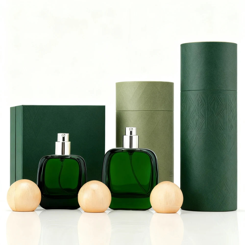 Luxury Perfume Spray Glass Bottles with Box 30ml/50ml/100ml Screw Neck Round Cap for Cosmetic & Mascara Use