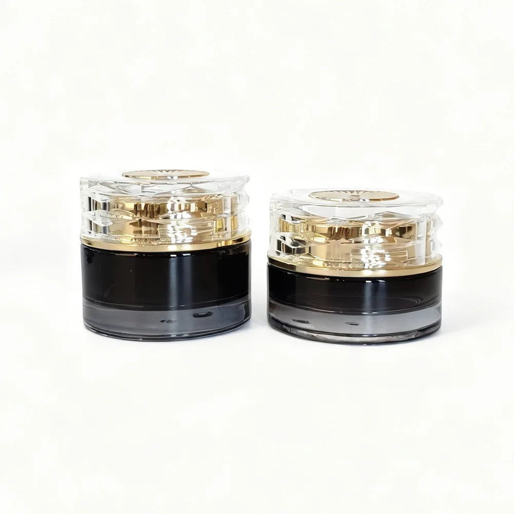 In Stock Luxury Custom Cosmetic Black Glass Bottles 20ml 30ml 50ml 100ml 120ml Empty Face Cream Jar Skincare Set - 图片 5