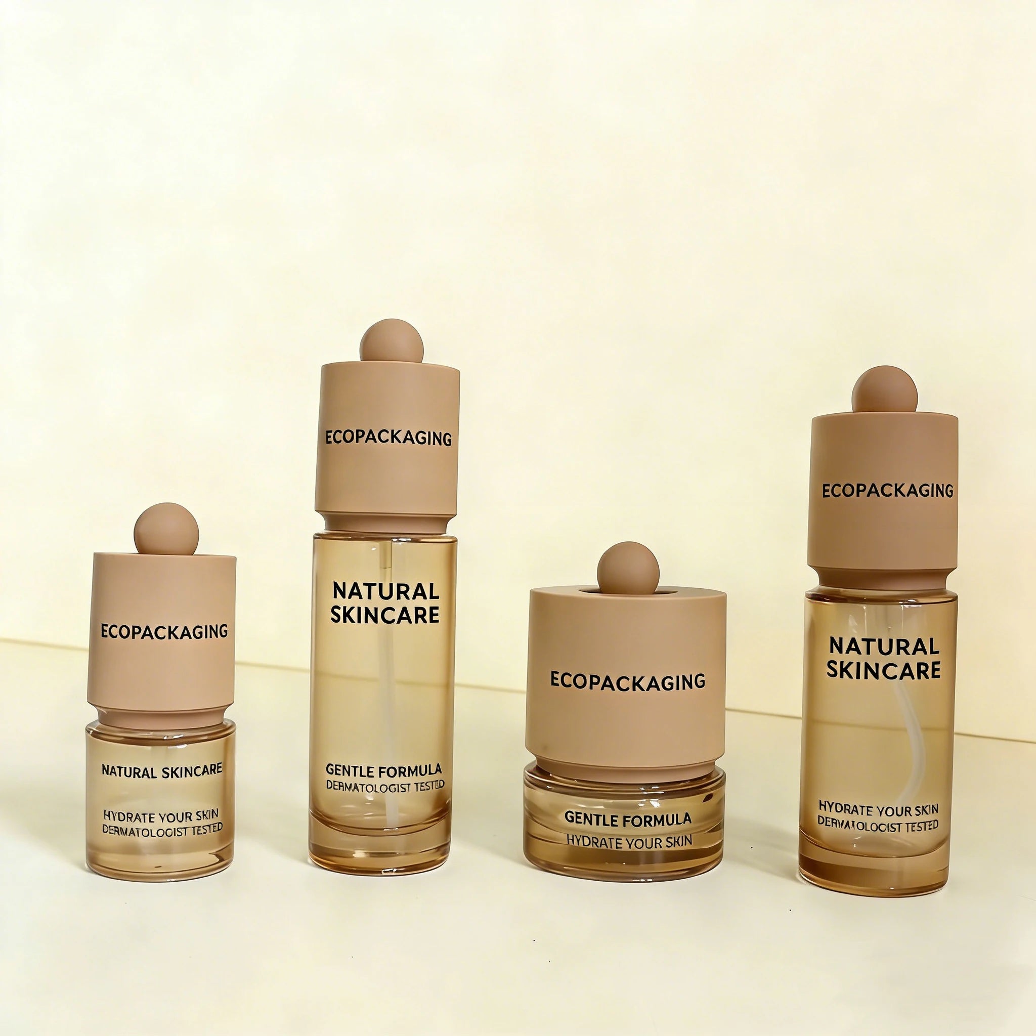 Light Oxygen Skincare Bottle Set Cosmetic Lotion Serum Glass Bottle and Face Cream Jar for Natural Skin Care Essence - 图片 10