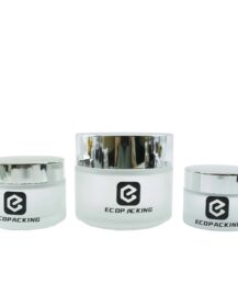 Matte clear Glass Cosmetic Cream Jar with Sliver Screw Lid for Eye Cream Container