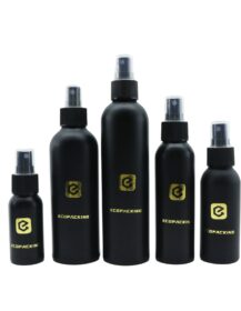 Matte Black 30ml 50ml 100ml Cosmetic Aluminum Perfume Bottle with Black Plastic Spray Lid