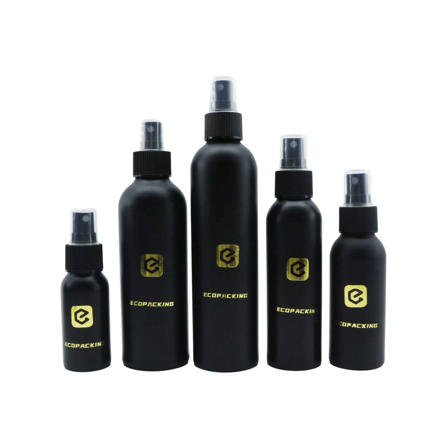 Matte Black 30ml 50ml 100ml Cosmetic Aluminum Perfume Bottle with Black Plastic Spray Lid