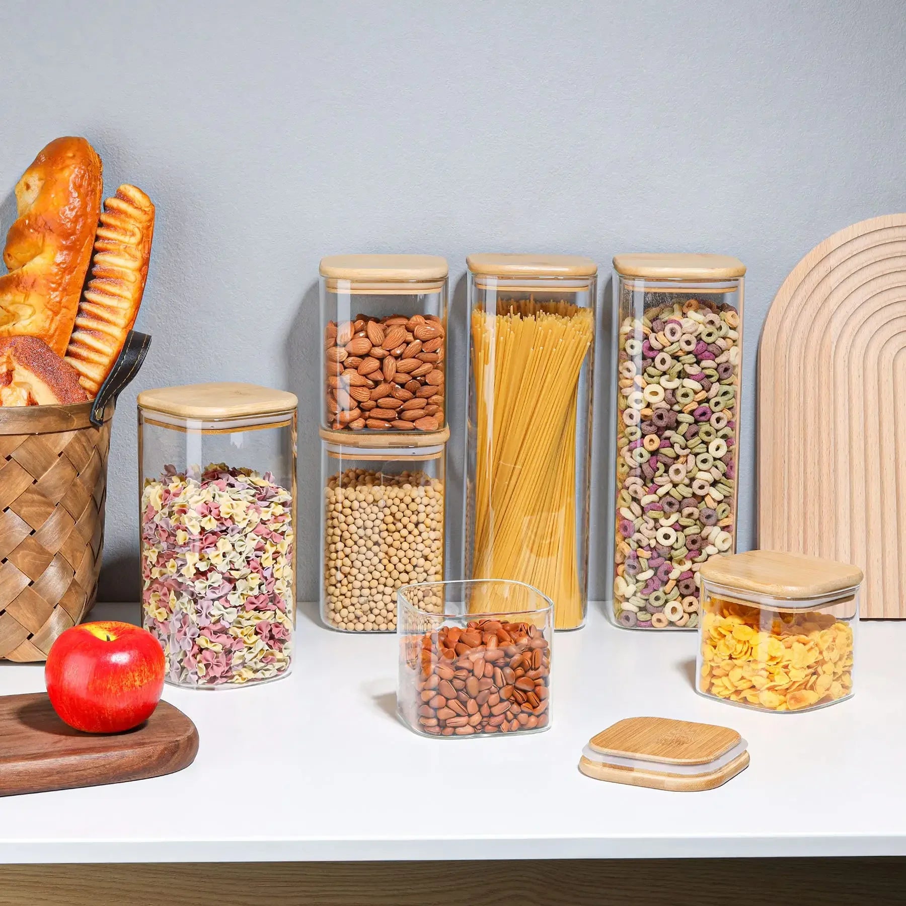 100ml 250ml 500ml 1000ml Food Grade Bamboo Lid Kitchen Glass Storage Jars 1oz 2oz 4oz 8oz 16oz 32oz Glass Jars with Lids C888 - 图片 4