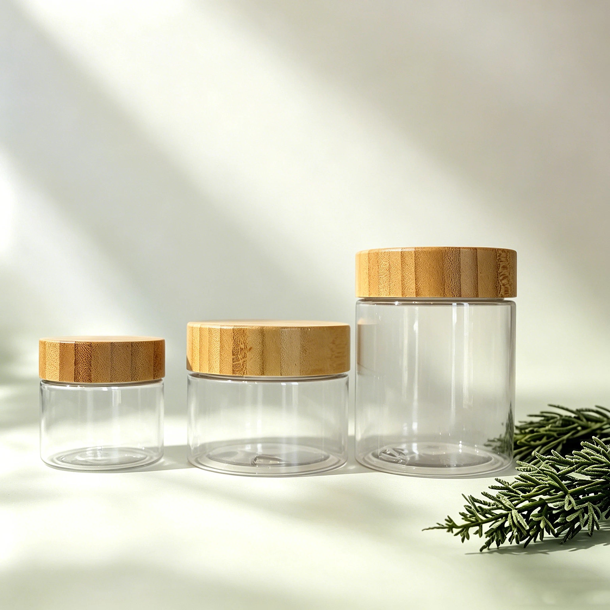 Bamboo Cosmetic Container 50ml 150ml 250ml Pet Body Scrub Plastic Jar with Bamboo Lid for Body Butter Packaging - 图片 5