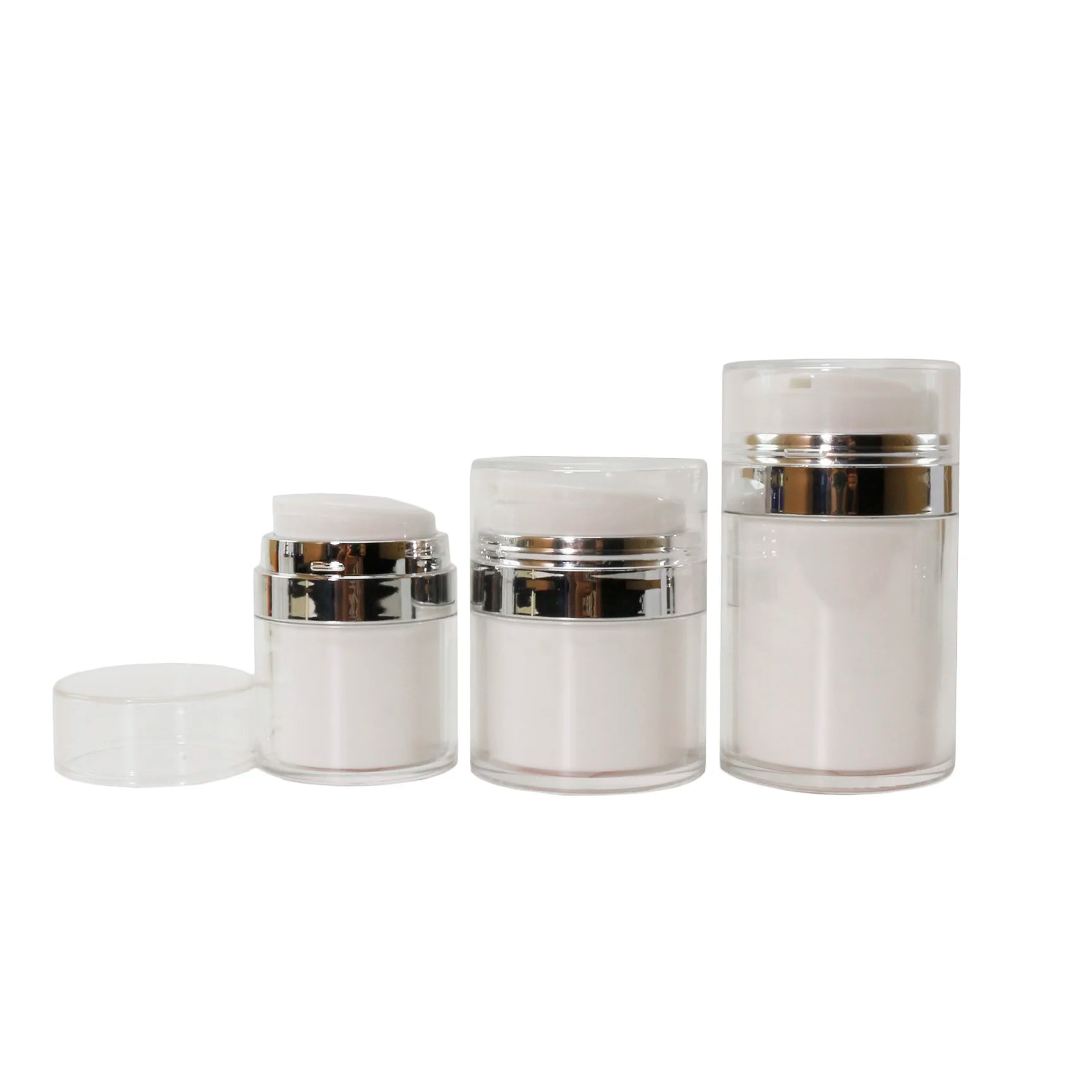 Custom Empty 15ml 30ml 50ml 100ml Press Airless Cosmetic Facial Packaging Plastic Airless Pump Cream Jar