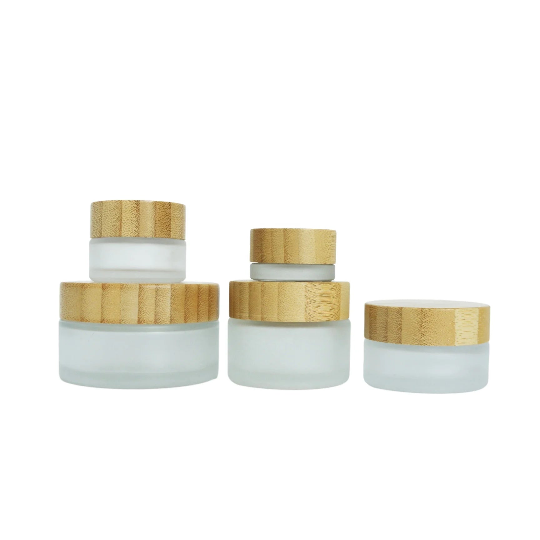 5g 10g 15g 30g 50g 100g 200g Empty Cosmetic Cream Frosted clear Glass Jar with Bamboo Lid for Skin Care Beard Balm Lip Stick - 图片 6