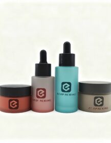 Flat Shoulder Frosted Glass Lotion Bottle 30/60/100ml Eco-Friendly Cosmetic Packaging with Dropper for Face Cream