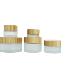 Empty Wholesale 30ml 30g 1oz Frosted clear Transparent Cosmetic Cream Candle Jar Glass with Bamboo Wooden Lid