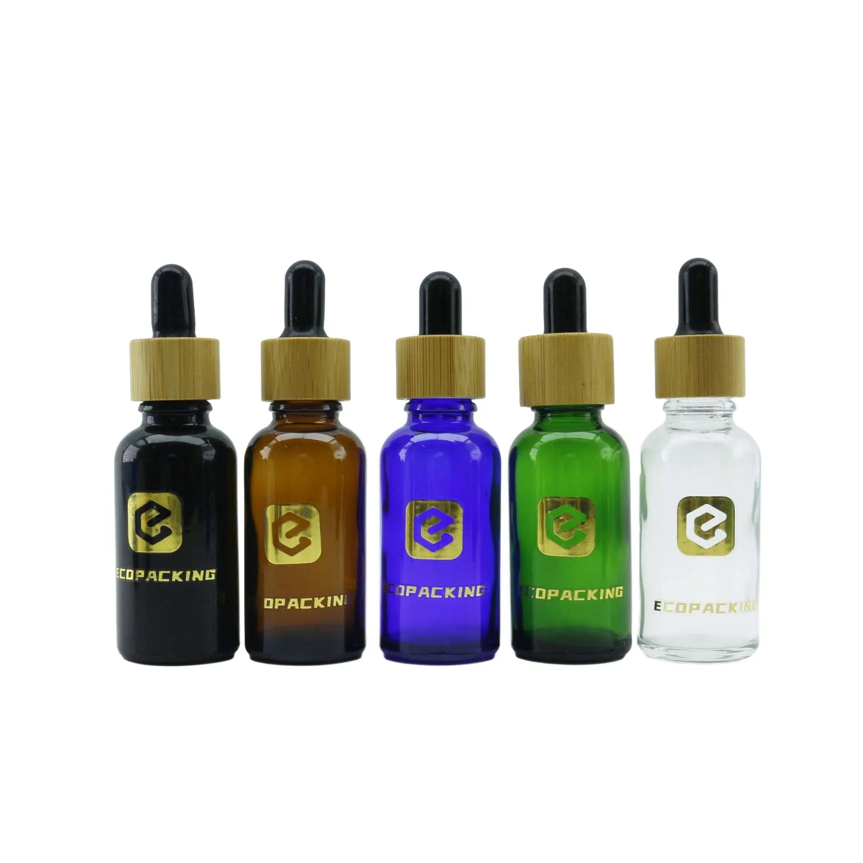 30ml Frosted Glass Dropper Bottle with Bamboo Pipette Amber & Blue Colors Customizable for Essential Oil Eye Drops & Mascara - 图片 7