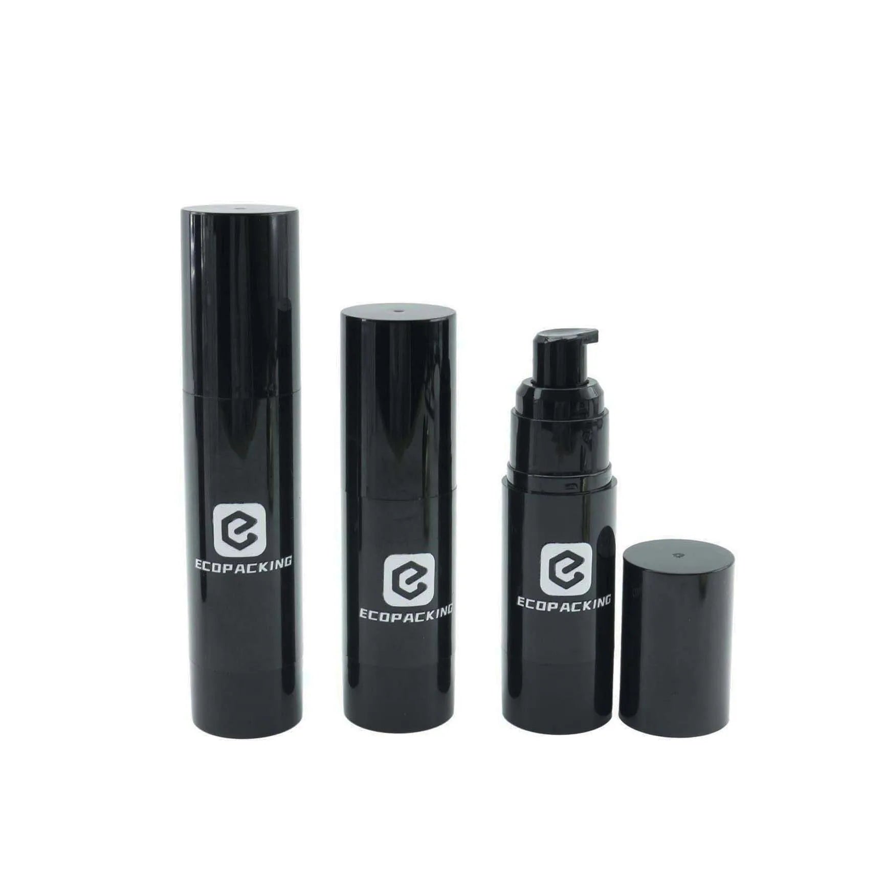 15ml 30ml 50ml Cosmetic Packaging Lotion Pump Black Round Skin Care Airless Bottle