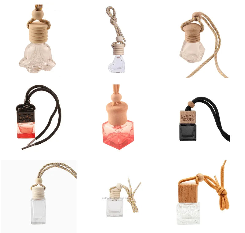 Custom 6ml 8ml Clear Glass Car Vent Empty Air Freshener Diffuser Perfume Oil Bottles With Metal Clip - 图片 5