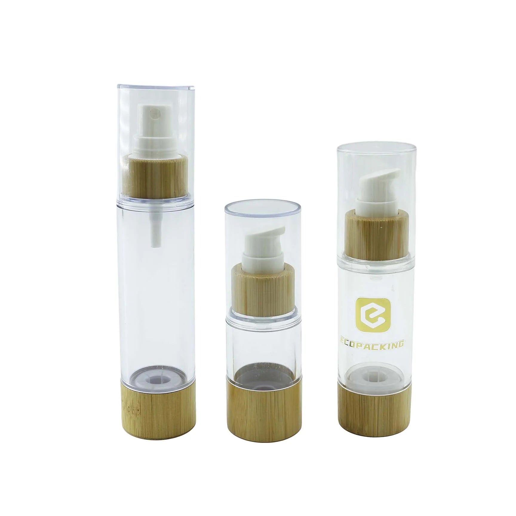 Eco-friendly Bamboo Airless Lotion Pump Bottle 15ml 30ml 50ml 100ml for Cosmetic Packaging - 图片 7
