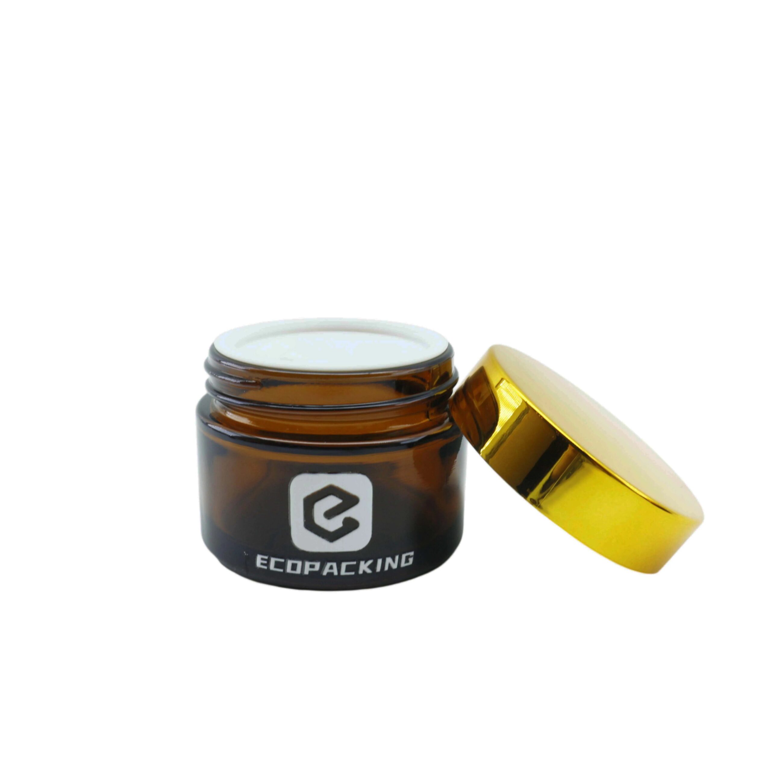 Empty Cosmetic Jar Amber Glass Face Cream Jar with Gold Lid - 图片 7