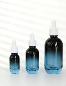 Luxury Blue Black Gradient Glass Dropper Bottles 10ml 30ml 50ml Empty Cosmetic Containers for Skincare Serum