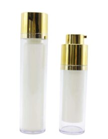 15ml 30ml 50ml White Airless Pump Bottle with Gold Line Cap PP Airless Cosmetic Pump Bottle for Lotion Cream Pump