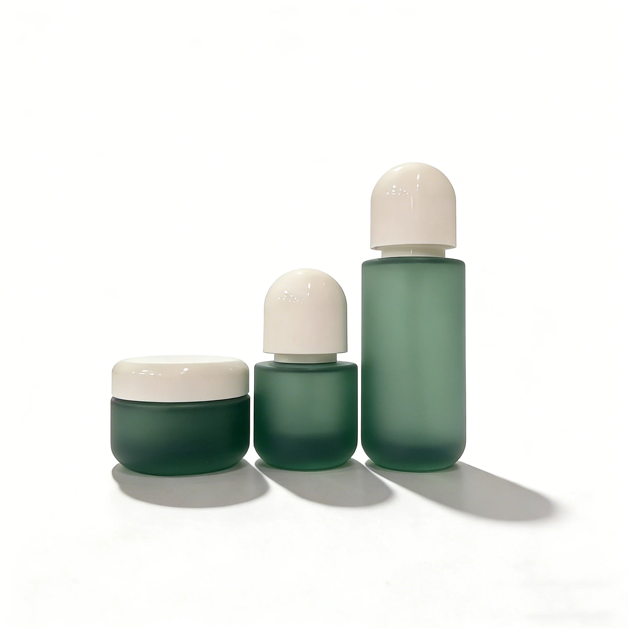 Custom 30ml 50ml 100ml 120ml 30g 50g Thickened Frosted Green Glass Face Cream Jars Skin Care Serum Spray Bottles Set - 图片 2
