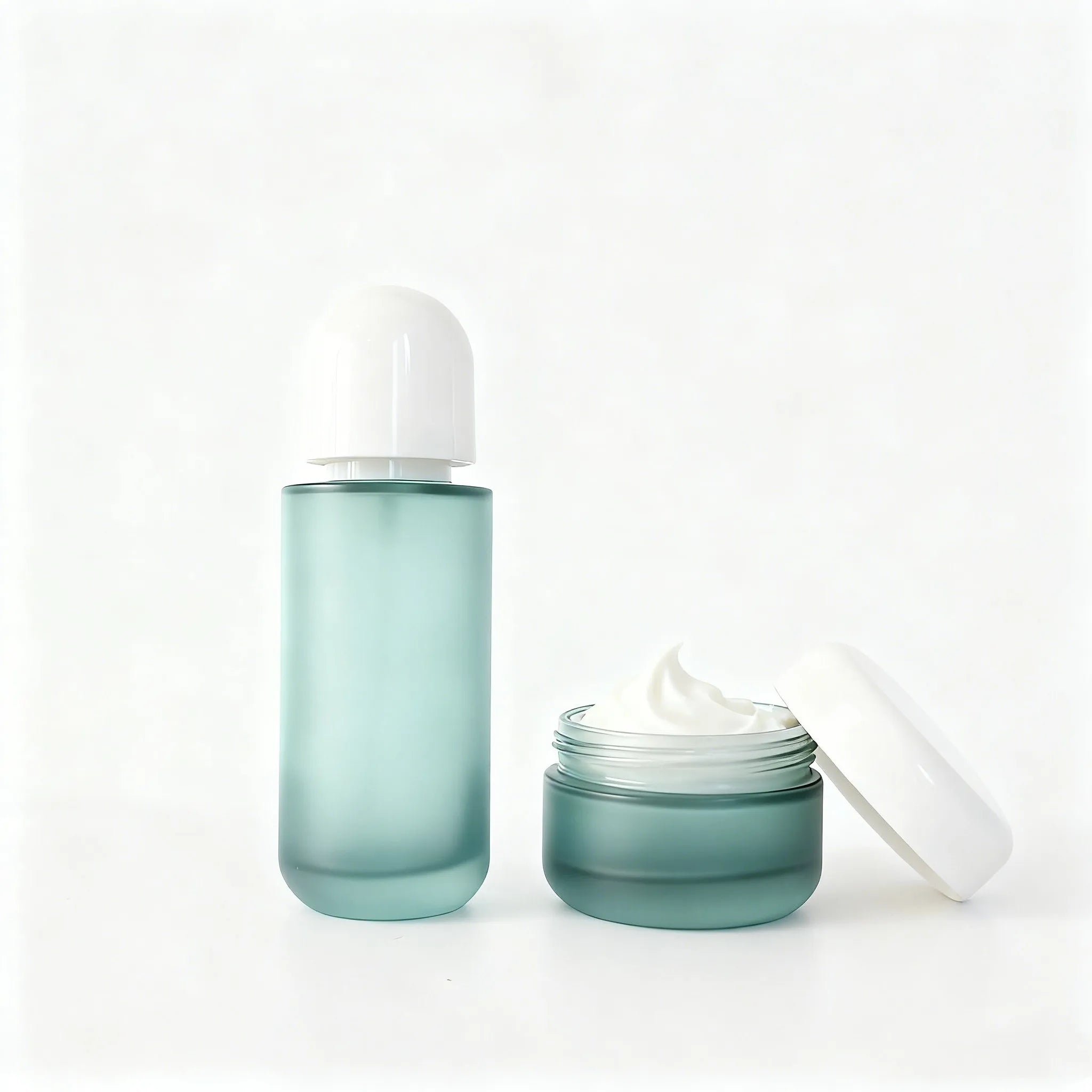 In Stock Luxury Glass Cosmetic Packaging Set 30ml 50ml 100ml 120ml Lotion Bottle 30g 50g Cream Jar - 图片 2