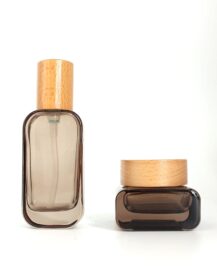 New Design 30ml 50ml 100ml 120ml Square Shape Glass Lotion Bottle Face Cream Jar Skincare Packaging Set