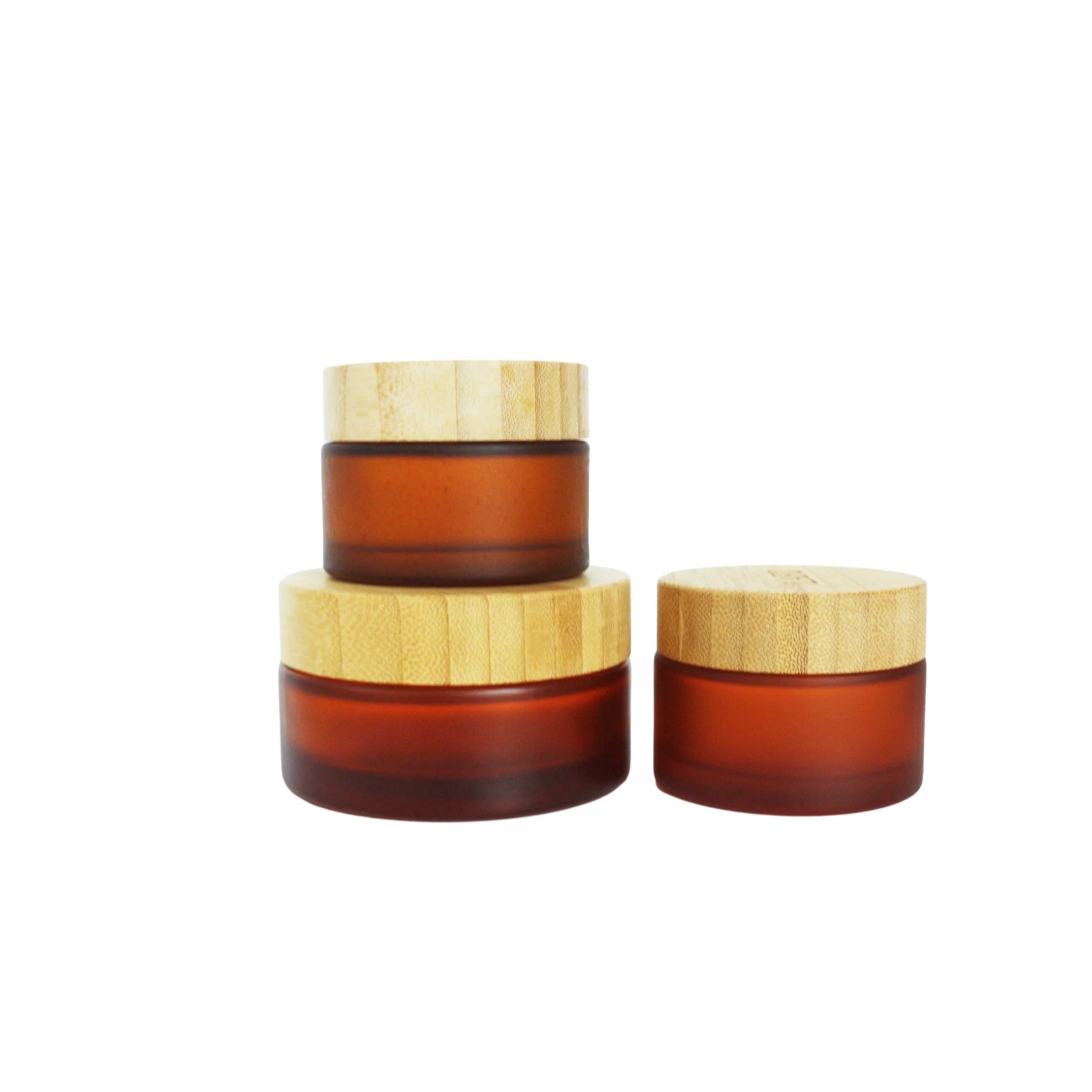 5ml 15ml 30ml 50ml 100ml 200ml Frosted Amber Brown Glass Cosmetic Cream Lotion Jar with Bamboo Lid for Skin Care B8888 - 图片 2