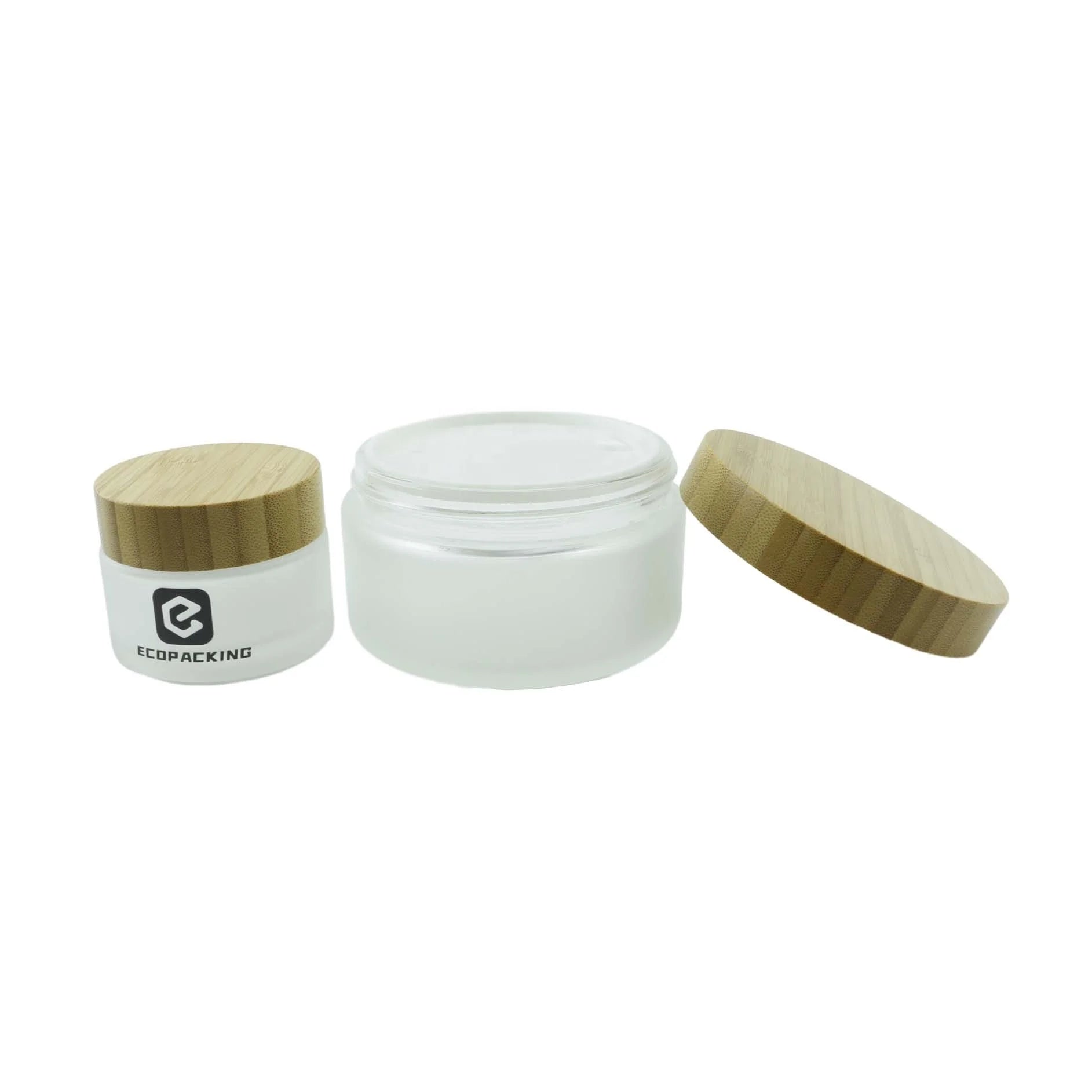 Hot Sale 5ml 15ml 30ml 50ml 100ml 200ml Glass Face Cream Jar with Bamboo Lid